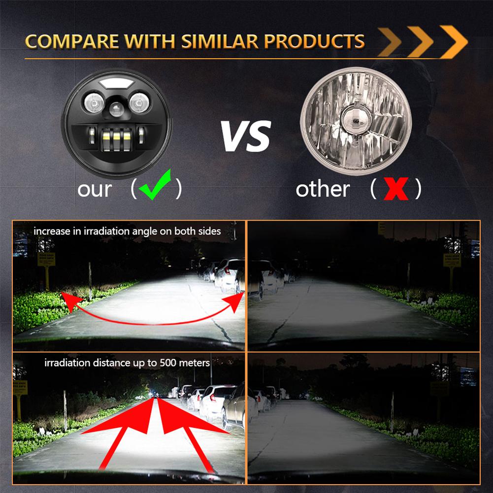 7 Inch LED Car Headlight 6000K H4 Daytime Running Light 30000LM Car Work Lamp IP67 Waterproof 200W for GMC Savana 1500 2500 3500