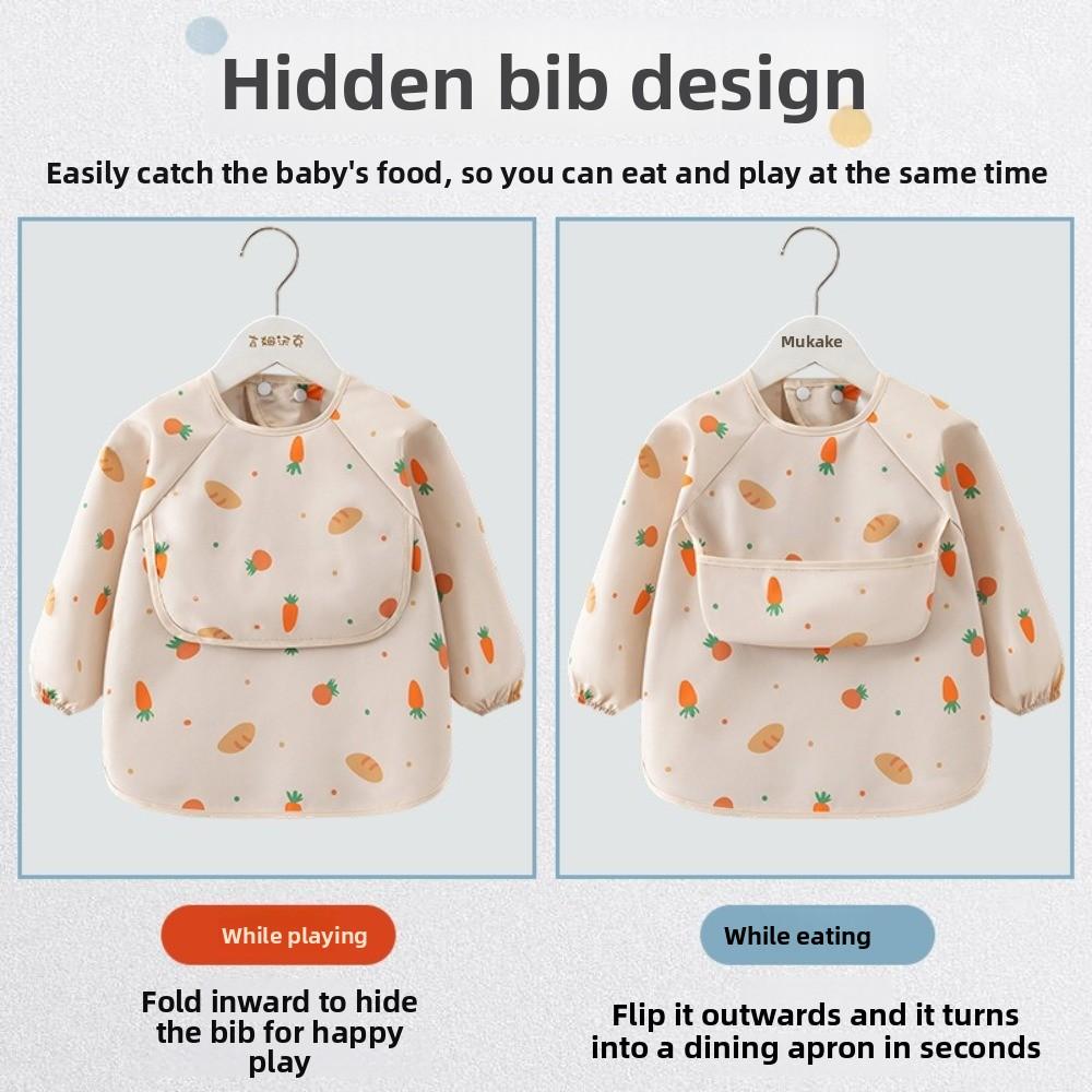 Waterproof Child Feeding Bib Rice Pocket Toddler Bibs High Quality Long Sleeve Apron