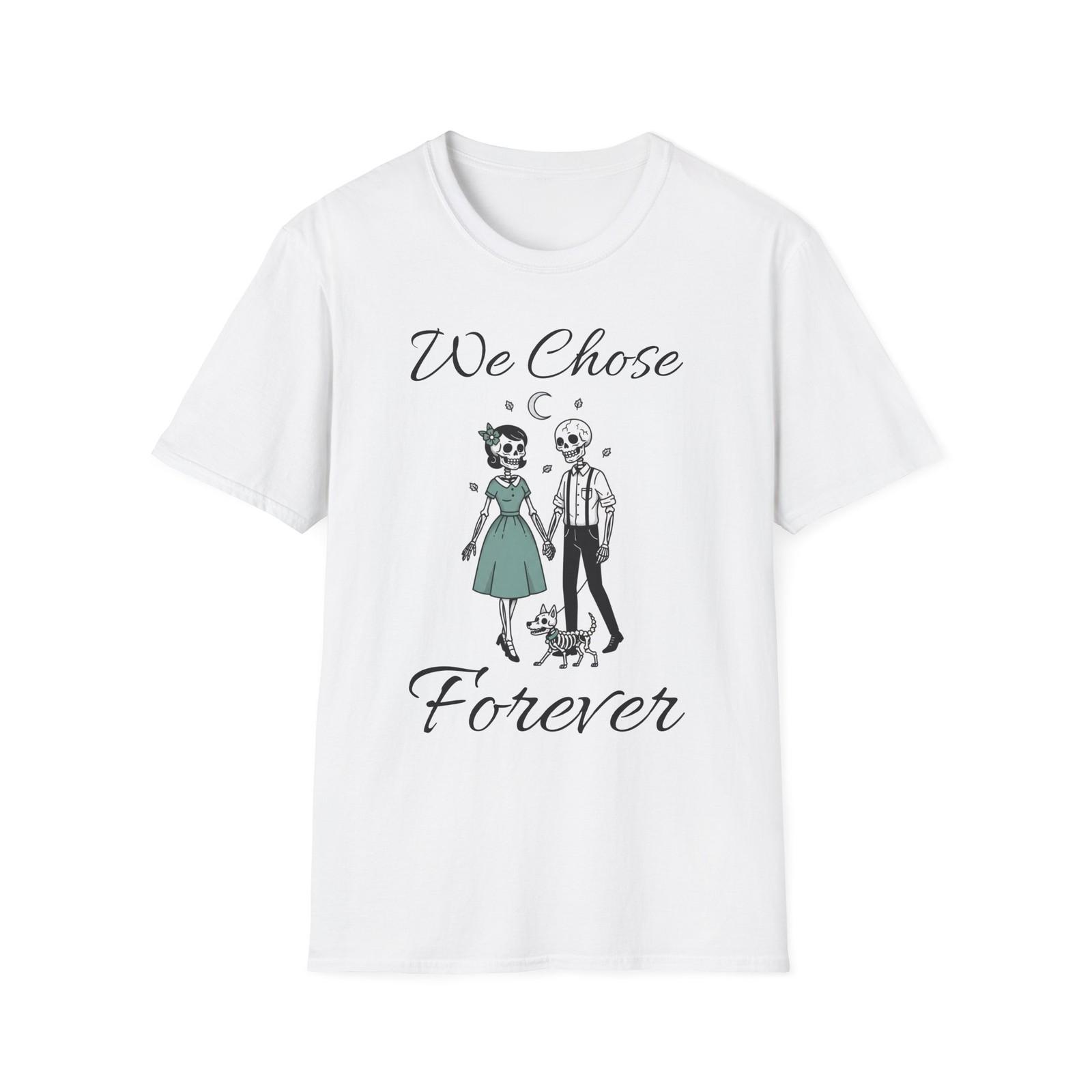 Skeleton Couple with Corgi Shirt | Retro Goth Illustration T-Shirt S разноцветный