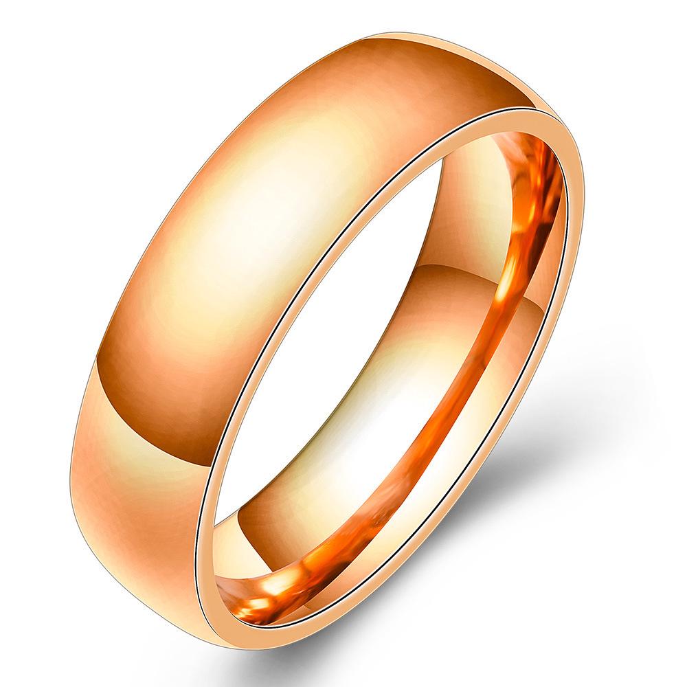 18K Gold Versatile Stainless Steel Couple Ring, 5MM Fashionable Simple Design.