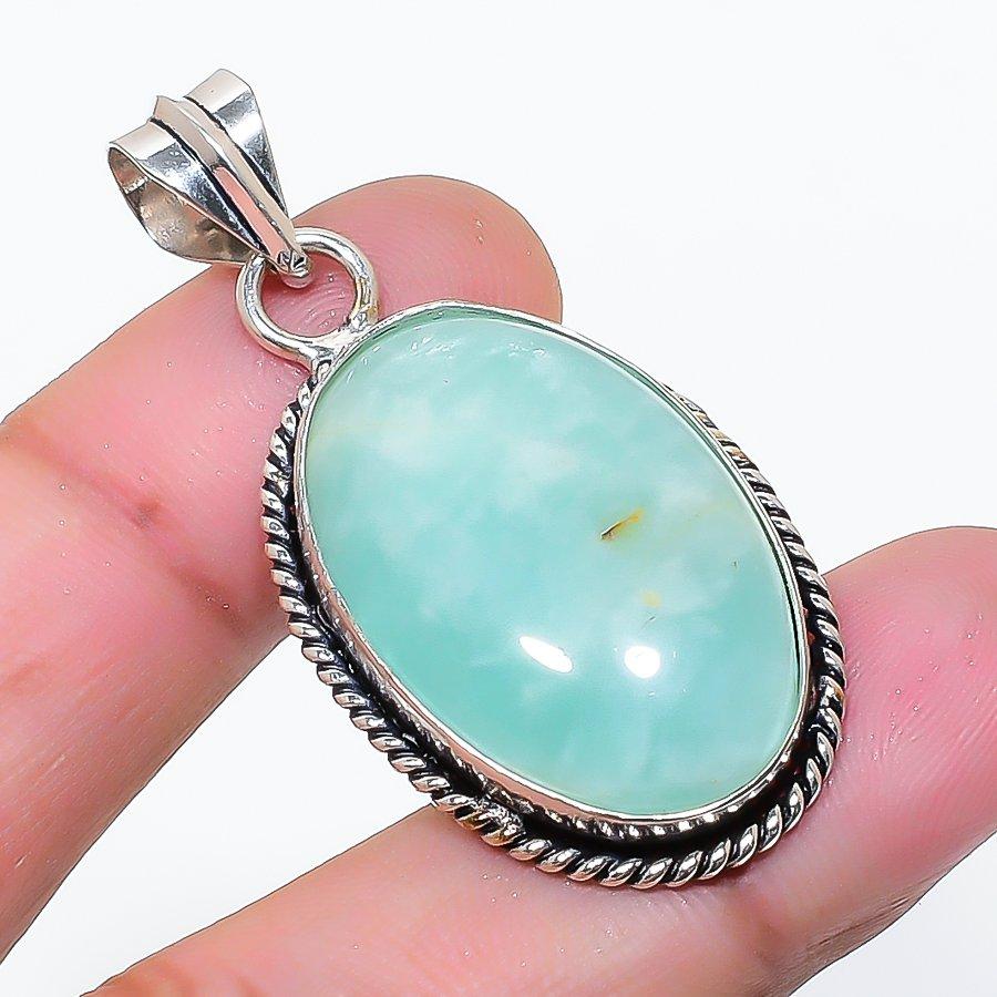Natural Chrysoprase Gemstone Handmade 925 Sterling Silver Pendant 1.77  AP-14909