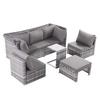 Rattan Sun Island Seating Set, Sofa with Canopy, Footrest, Armchairs, and Table, Outdoor Garden Furniture, Lounge Furniture for Balconies and Gardens,