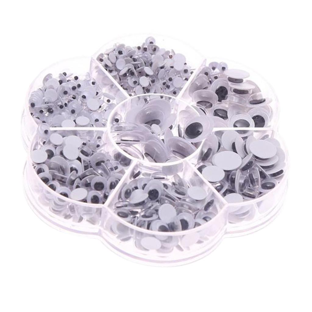 Eyes Crafts Adhesive Black White Wiggle Eyes Plastic Set for DIY Kids Accessories and Doll Making