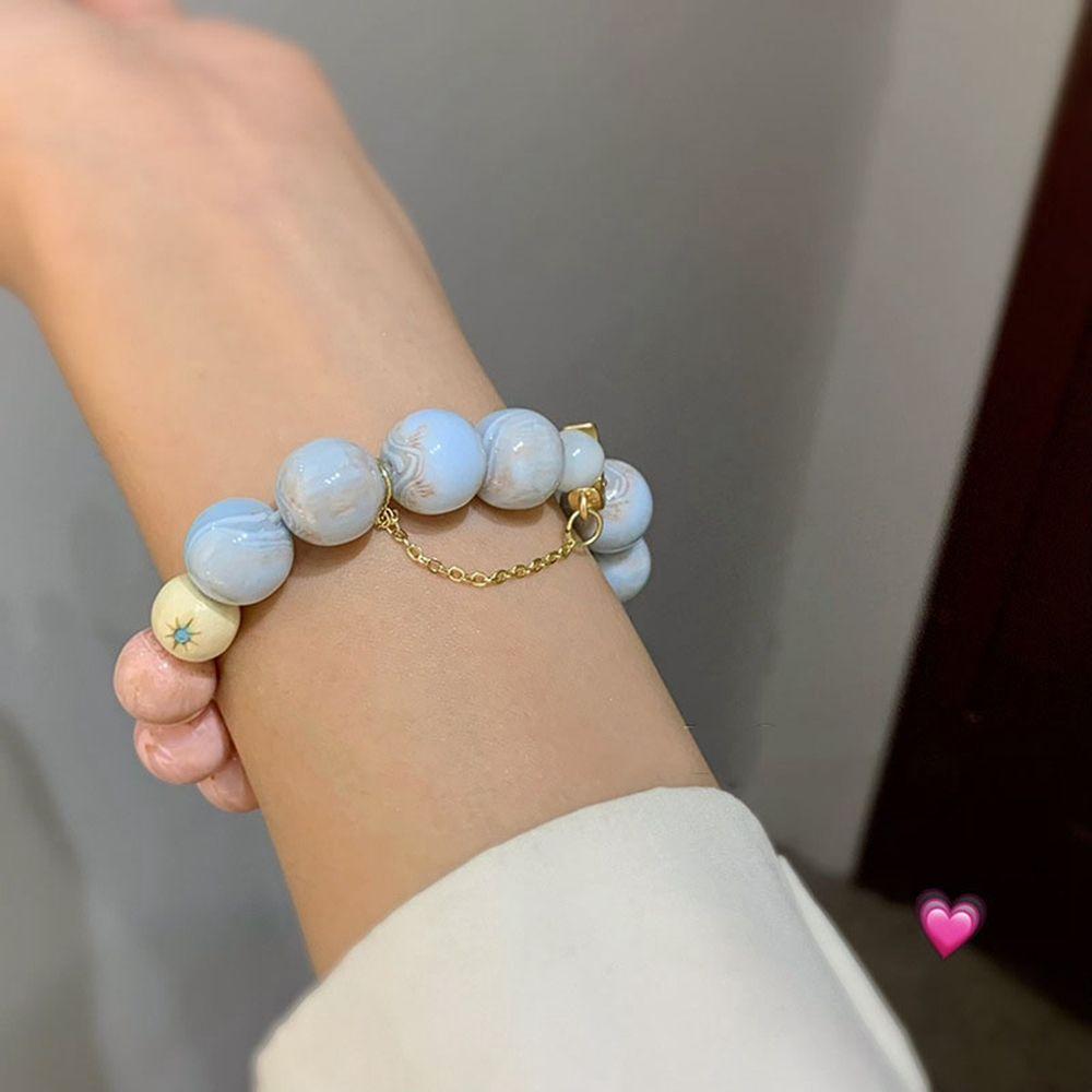 Color Pink Astronaut Moon Sun Rabbit Bracelets Female Hand Chain Bead Bracelets Couple Bracelet