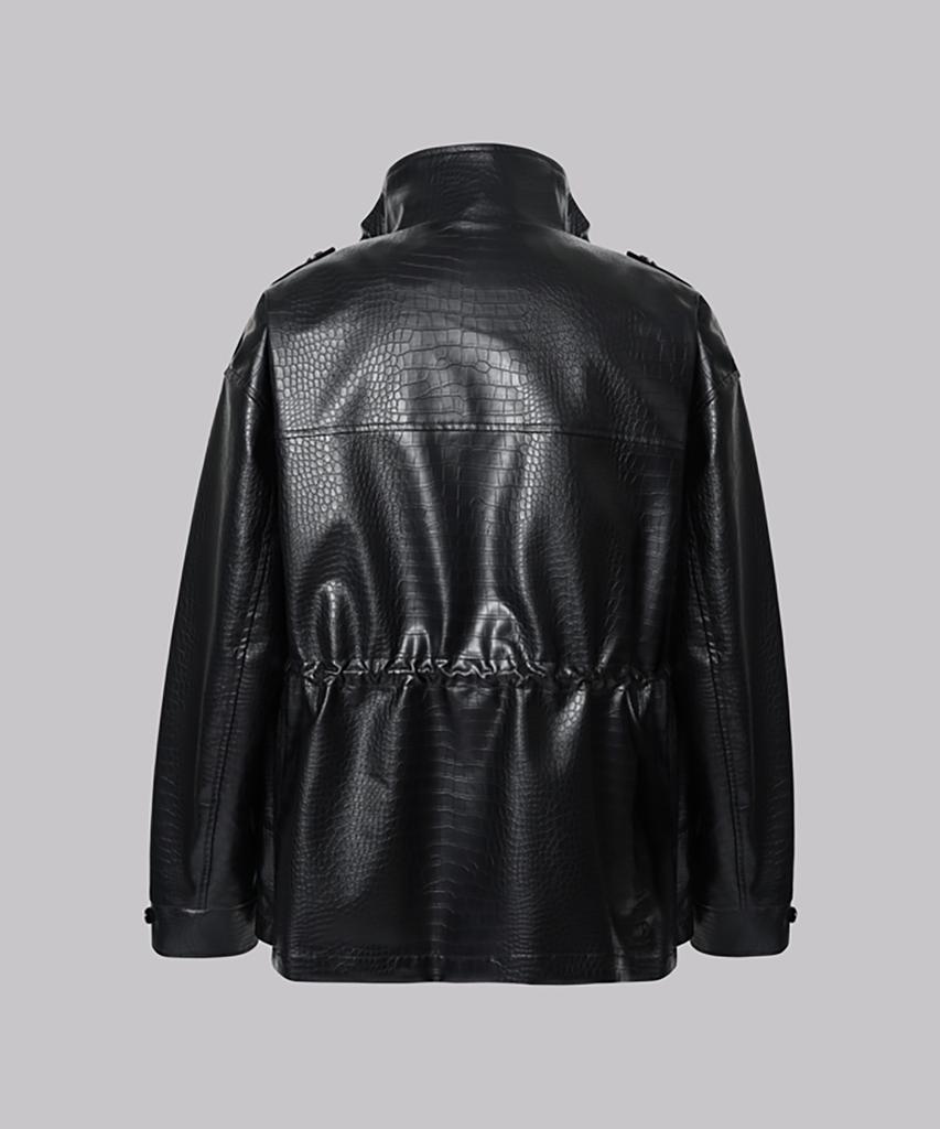 Cornerbless Croco Fake Leather Jacket
