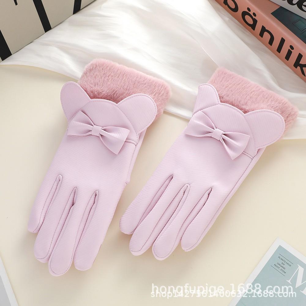 Women's Winter Fleece-Lined Windproof Non-Slip Cycling Gloves with Touchscreen Capability