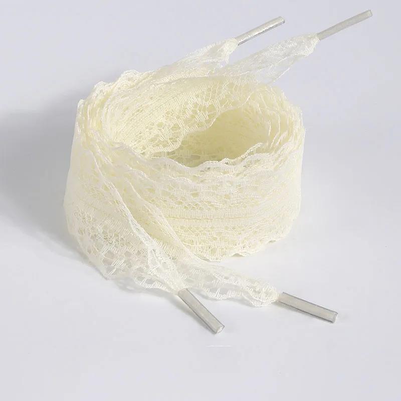 1Pair 100/120/140CM Lace Shoelaces for Women Shoes 2.9CM Width Flat Shoelace for Sneakers Hollow Out Shoe Laces Accessorices