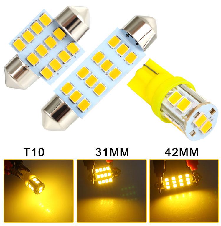 LED Car Light Set: 24PCS T10 Parking, Double-Ended Reading, License Plate, Interior Door Lights.