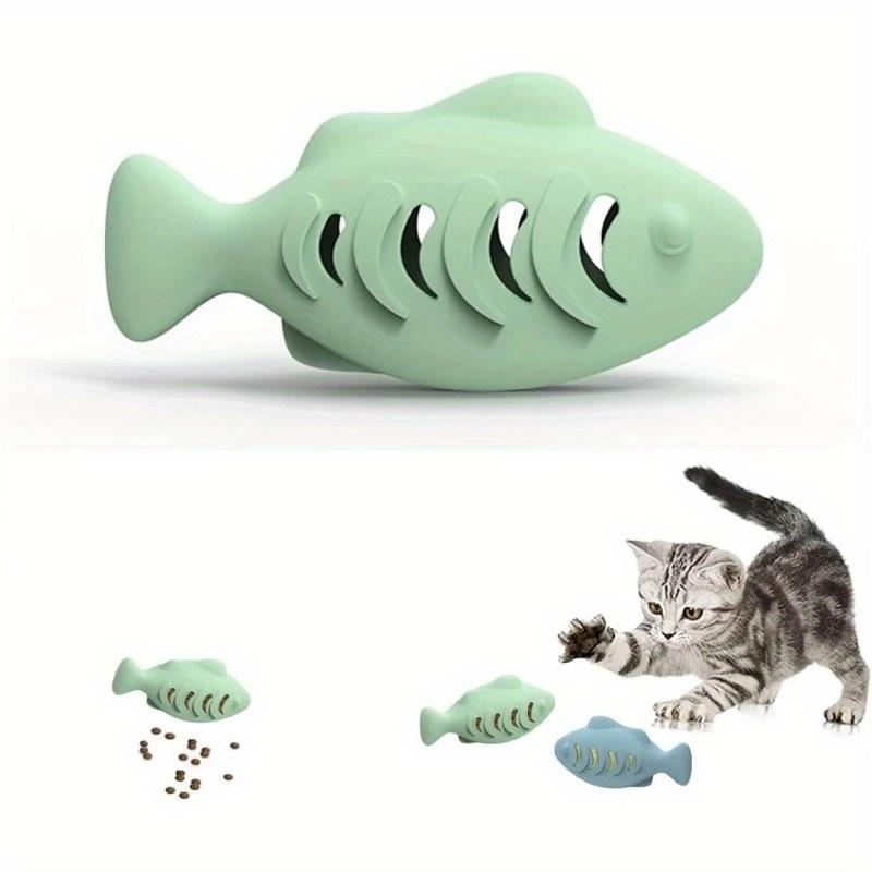 2Pcs Silicone Fish-Shaped Cat Chew Toy - Interactive Treat Dispenser, Snack Pet Toy for Dental Health, Interactive Cat Toys