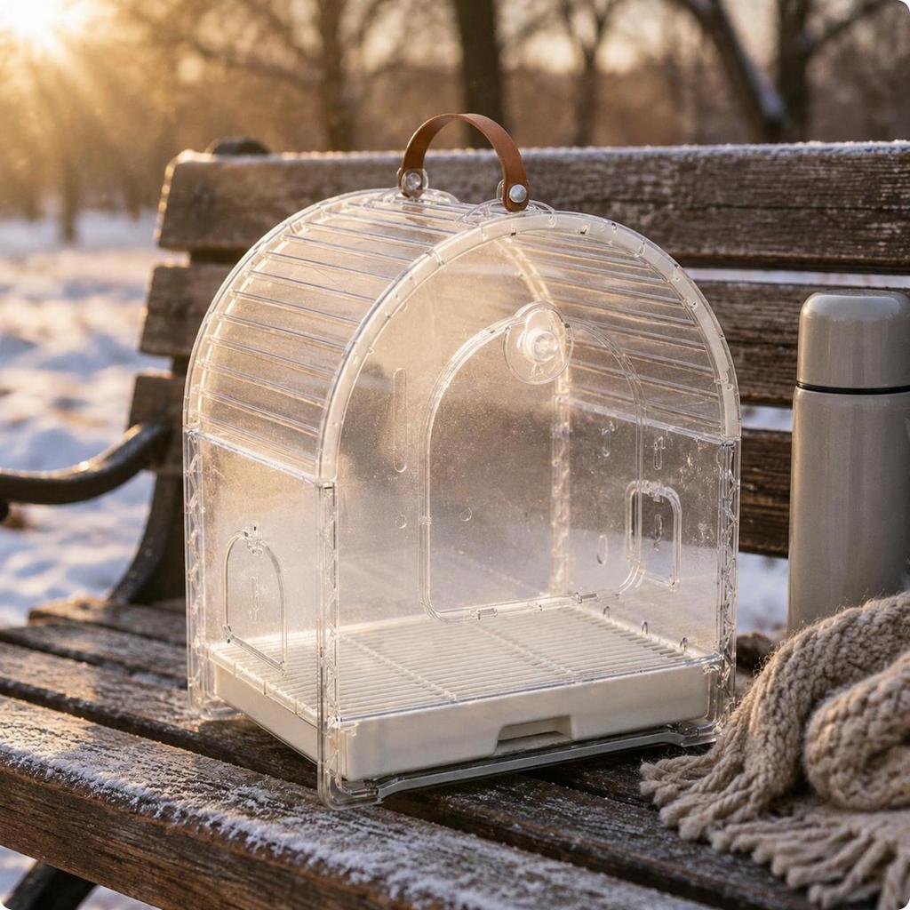 Outdoor Bird Carrier Winter Warm Portable Parrot Cage Easy to Carry Mobile