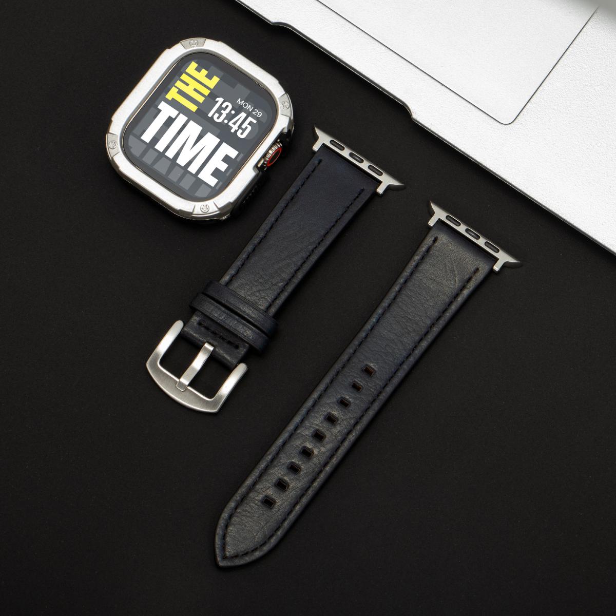 

Ремешок + Чехол для Apple Watch Series 11 10 9 8 7 se Кожаный ремешок + Ударопрочный чехол для Iwatch ultra 3 49мм 40 41 44 45 46мм Ремешок 40mm for 6 5 4 se