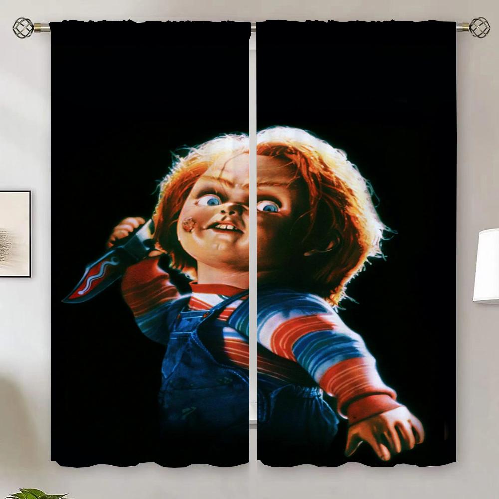 Hororový film Chucky Závěs do obývacího pokoje pro Quarto Kuchyňské závěsy ke dveřím Hotové závěsy Levný tyl v kuchyni Vánoce