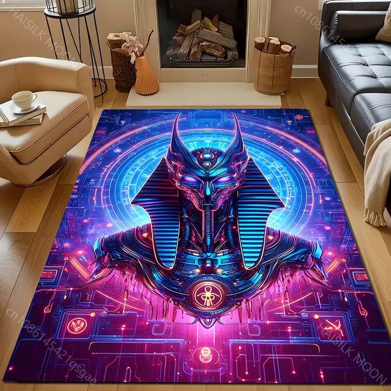 Multiple sizes Futuristic Egyptian-style deity Carpet for Living Room Bedroom Sofa Home Decor Rus Non-slip Floor Mat