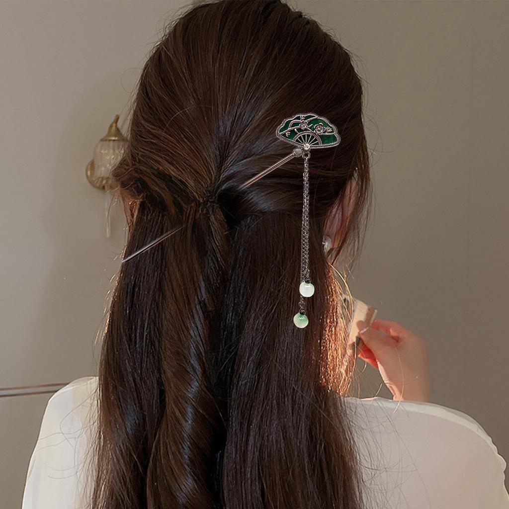 Plum Hairpin Vintage Style Hair Stick with Tassel Dangle Hanfu Hair Accessory for Cheongsam Chinese Hairpin for Women