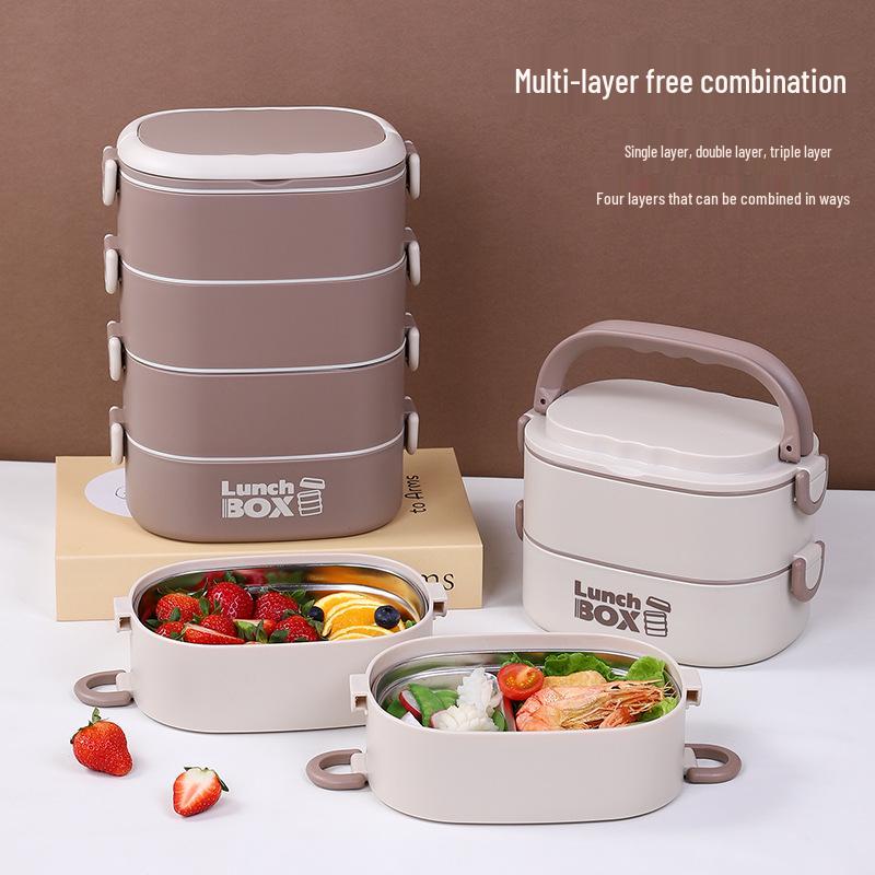 Stainless Steel Insulated Bento Lunch Box for Office & Students, Microwave-Safe Portable Meal Container.