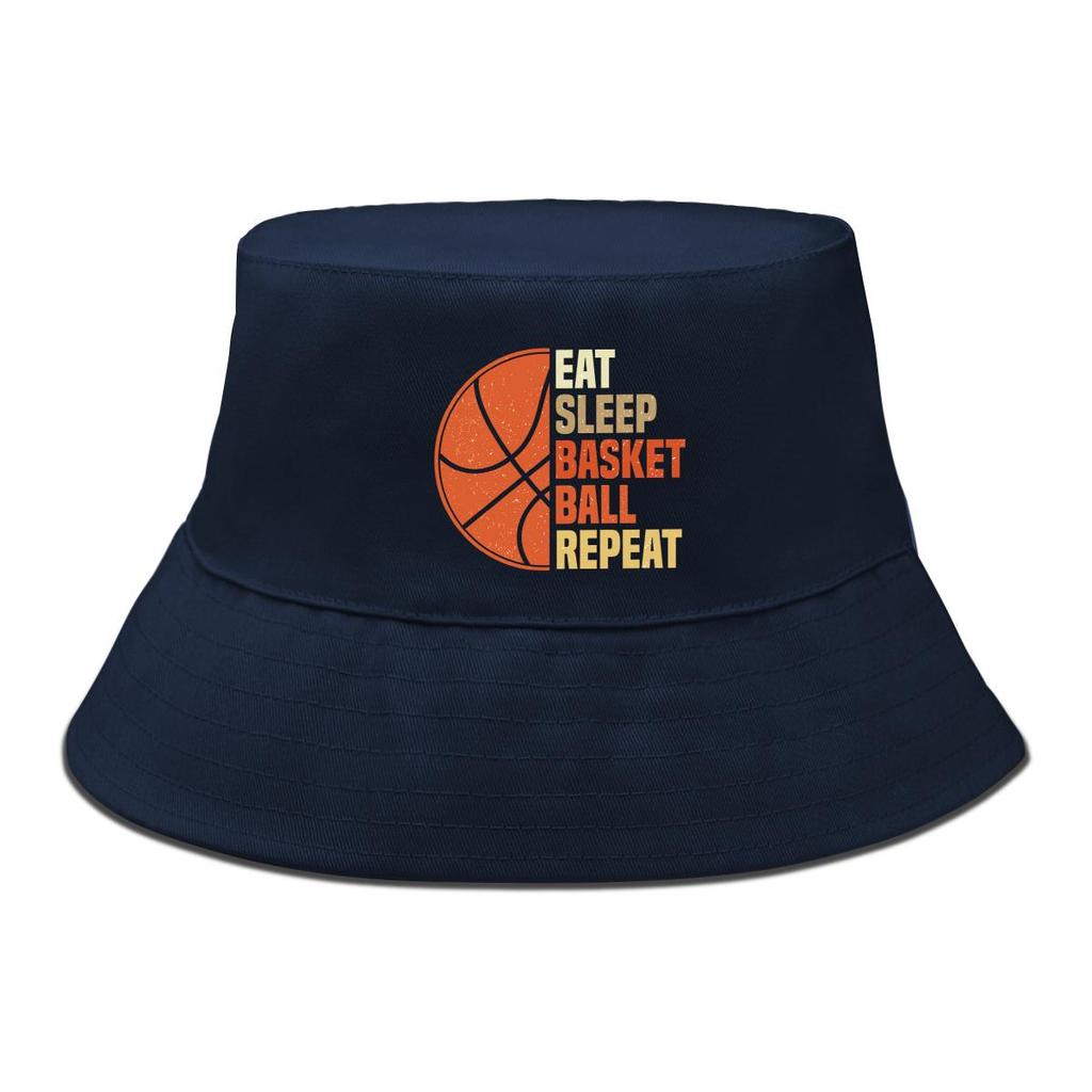 Bucket Hat With "EAT SLEEP BASKET BALL REPEAT" Print , Women's Hat Reversible Casual Wide Brim Fishing Cap