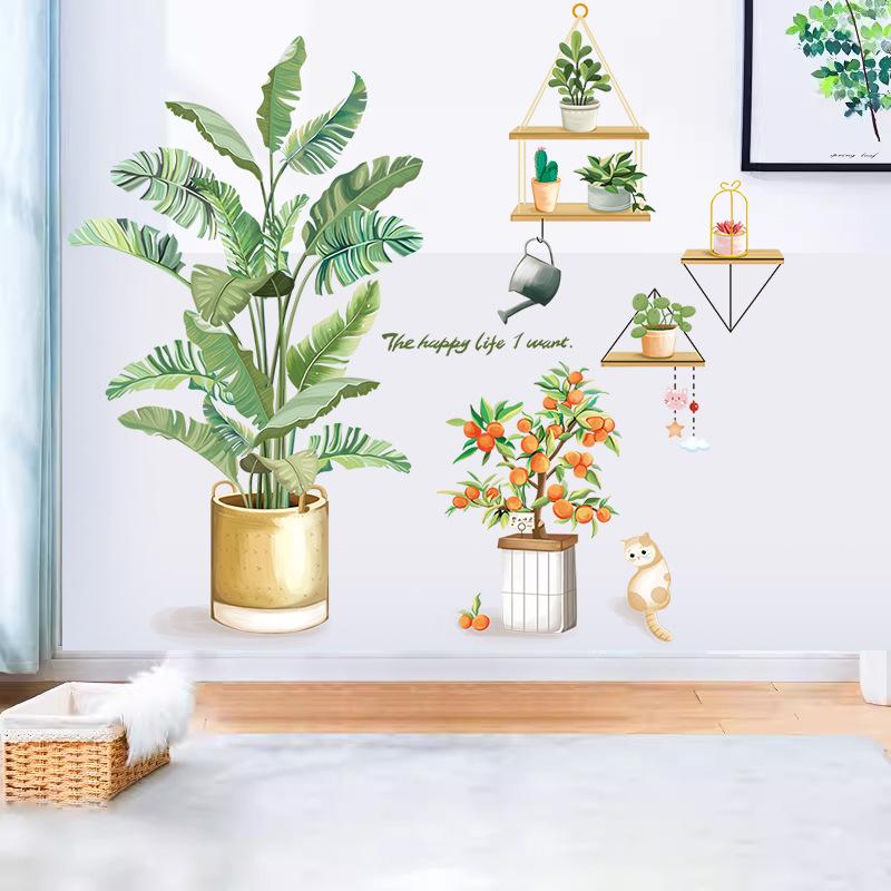 

Настенные наклейки, наклейки для украшения веранды с зелеными растениями, планировка фоновой стены для дивана в гостиной и спальне, ремонт съемного жилья 60*90