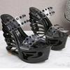 Fashion New Sexy Design Personality Heel Slippers Ladies Slippers Clear PVC Transparent Casual Square High Heel Platform Slippers