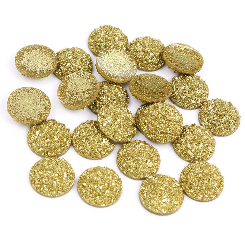 40 Stück/Los 8mm 10mm 12mm Mixfarben Druzy Naturstein Konvex Flachrücken Harz Cabochons DIY Schmuckherstellung Zubehör Zubehör