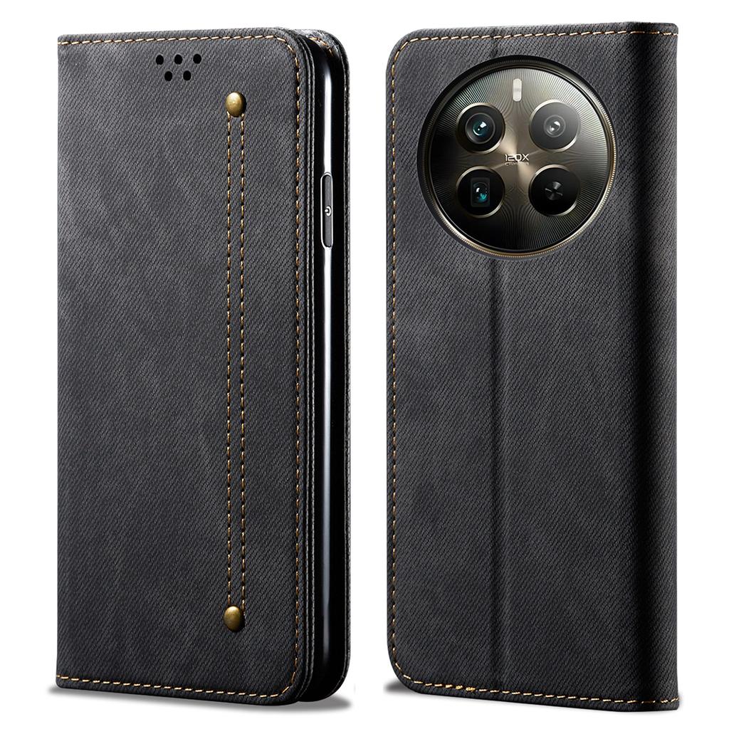 For Realme 12 Pro 5G/12 Pro+ 5G Case Leather Jeans Cloth Texture Cell Phone Cover