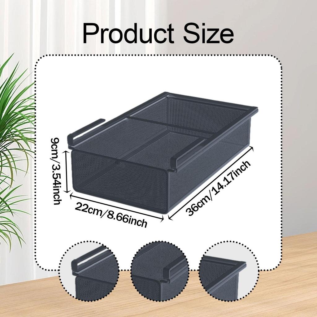 Extendable Hanging Basket for under Cabinet Drawer Shelf, Space Saving, Multifunctional, Portable