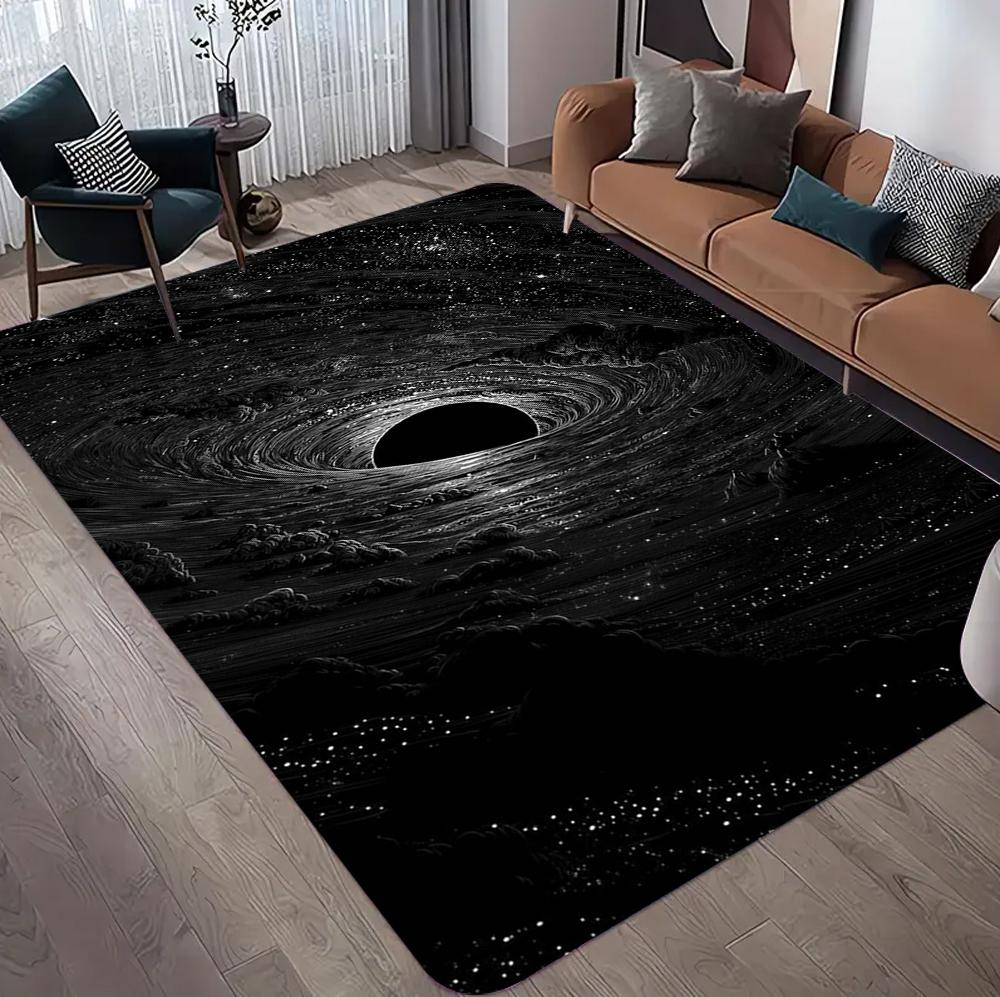 

Cosmic Black Hole Pattern Area Rug Spiral Galaxy Design Soft Non-slip Carpet Living Room Bedroom Hallway Decor Mat 40x60cm