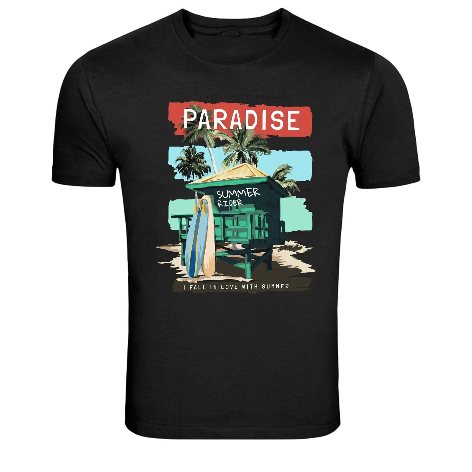 Paradise Summer Rider Surf Beach Graphic T-Shirt XXL