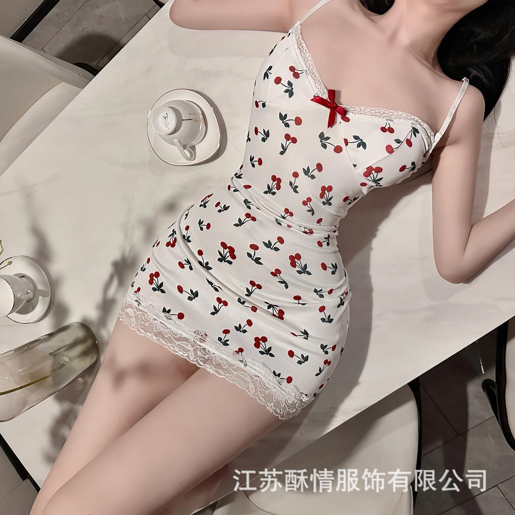 Sex lingerie pure desire cherry sexy women's bed small chest plus chest pad passion uniform seduction suit