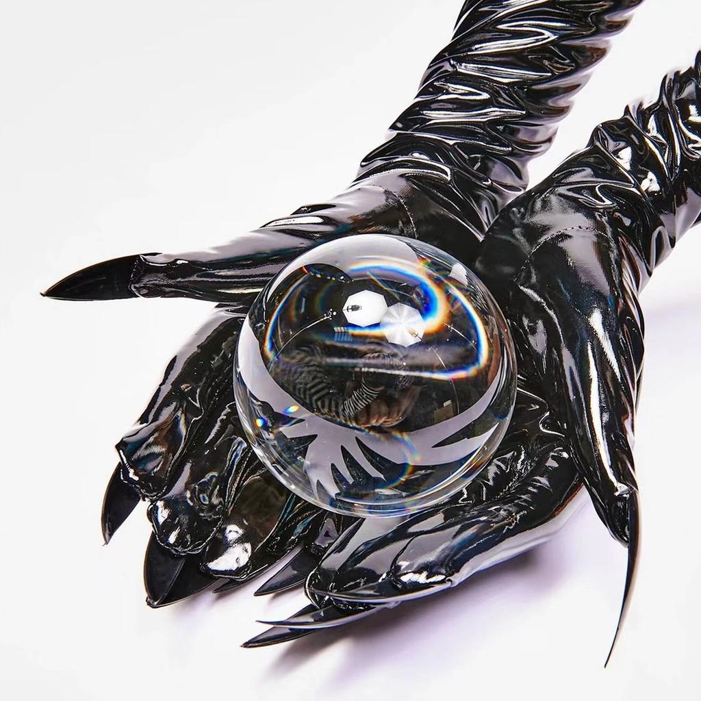 Fashionable Women's Patent Leather Gloves Glossy Long Nail Claw Witch Gloves for Roleplaying Game and Theme Occasion