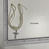 Retro Crystal Crosses Pendant Necklace Featuring Multilayer Faux Pearls Clavicle Chain For Elegant Jewelry Collection