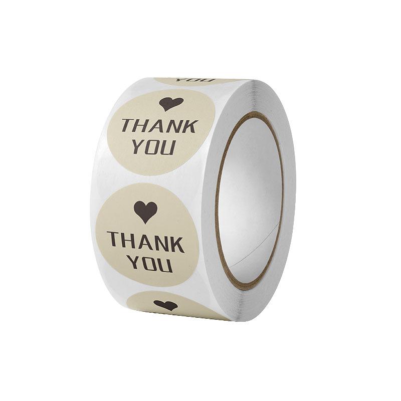 500Pcs Kraft Paper Handmade with Love Thank YOU Stickers DlY Decoration Label Perfect For Adorn Gifts and Baking Sealing