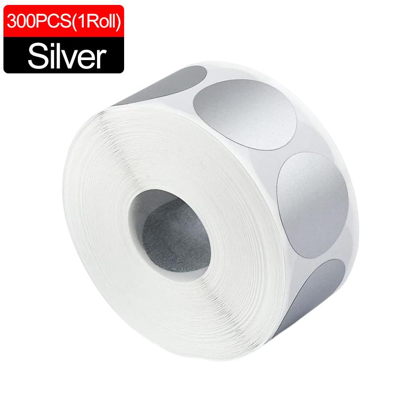 300/600Pcs Scratch Off Stickers Silver Round Shape Labels Sticker DIY Handmade For Game Scratch Sticker Labels Stationery