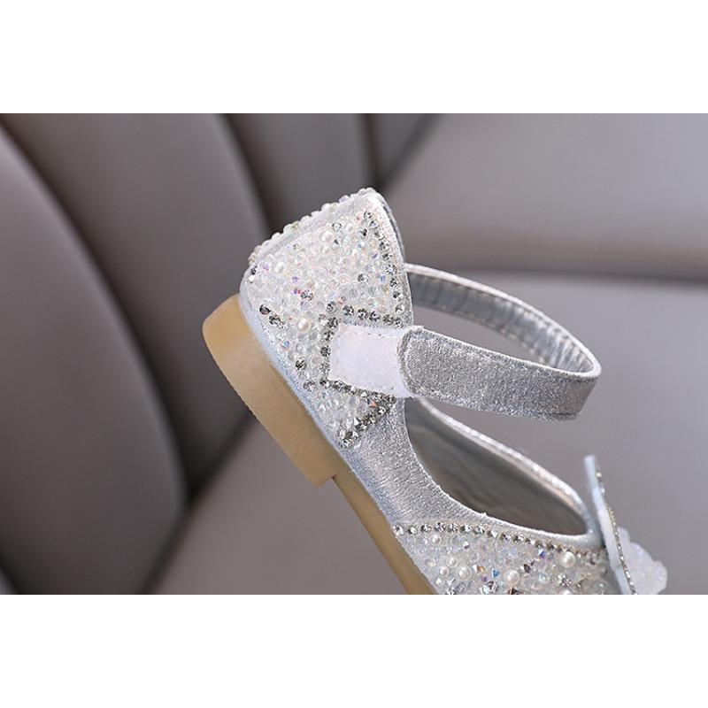 Nuovo stile autunnale da bambina elegante, scarpe basse da principessa con strass per bambine, scarpe in pelle, scarpe per esibizioni di danza