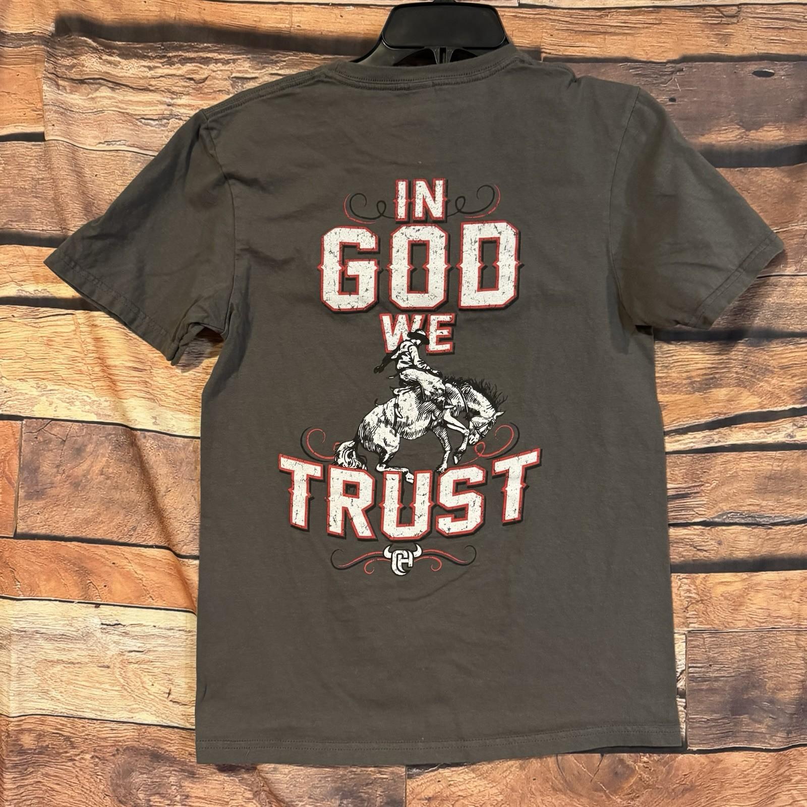 Cowboy Hardware M In God We Trust Bucking Bronc Double Sided Western Tee Unisex T-Shirt XL