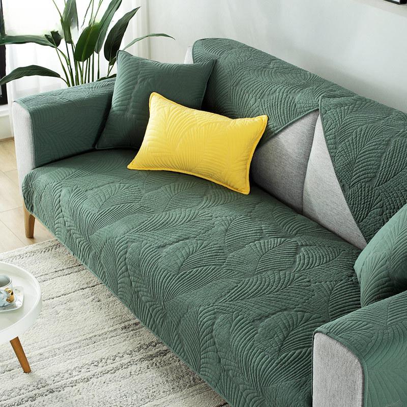 Simple Solid Color Sofa Cushion Four Seasons Pure Cotton Fabric Non-slip Cotton Seat Cushion Universal Modern Sofa Cover Cover