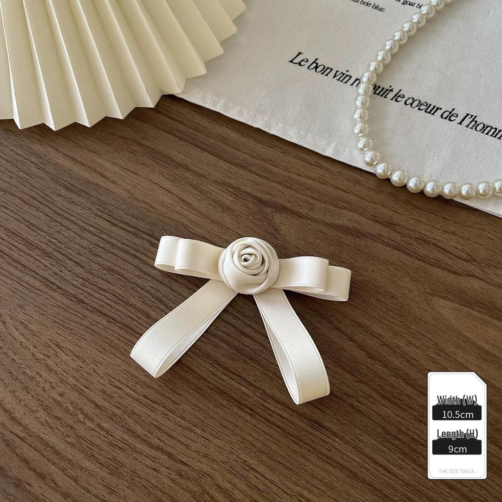 White Satin Bow Brooch Tie for Shirts & Dresses - Lolita Style Accessories