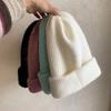 Soft white rabbit fur knitted wool hat Children's autumn and winter fashion thickened thermal pullover hat