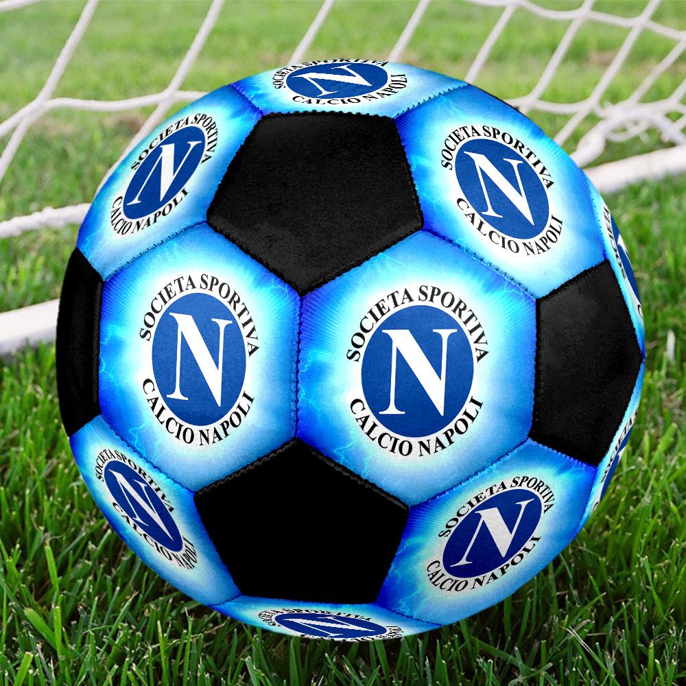 Pallone da Calcio SSC Napoli Misura 5 Colorato Cucito a Macchina PVC Pronto per la Competizione Resistente Alto Rimbalzo