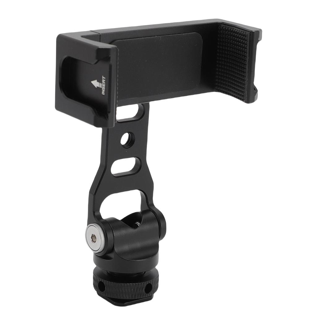 Hot Shoe Phone Mount 360 Degree Rotation Camera Tripod Phone Holder with 2 Cold Shoe and 1 4in Screw Interface