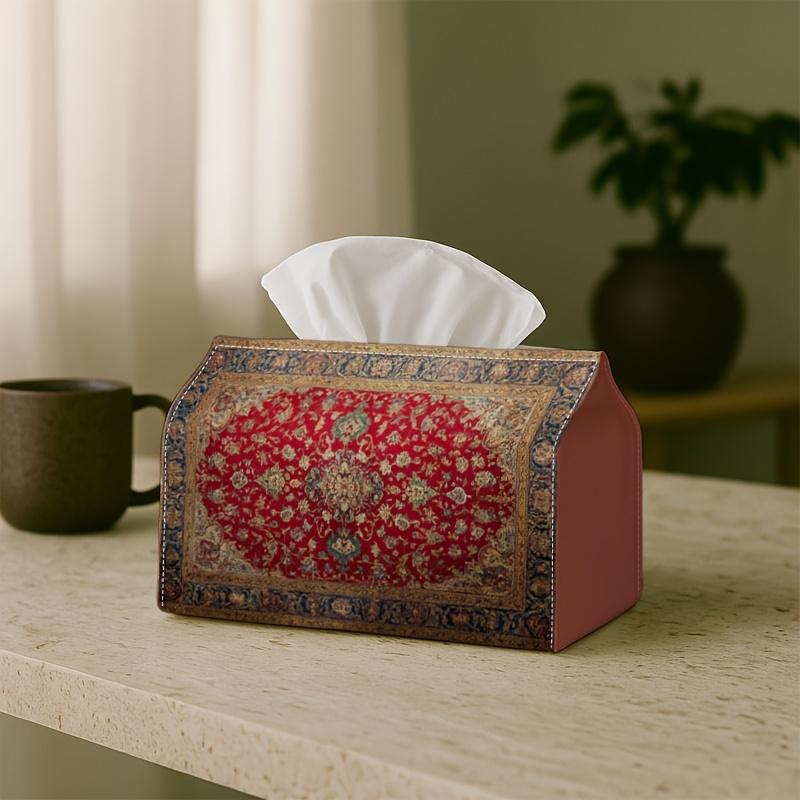 1pc Persian Oriental Tissue Holder - A Beautifully Designed Red Napkin Storage Box, Perfect for Rolls, Facial Tissues, Or Single Sheets. This Versatil