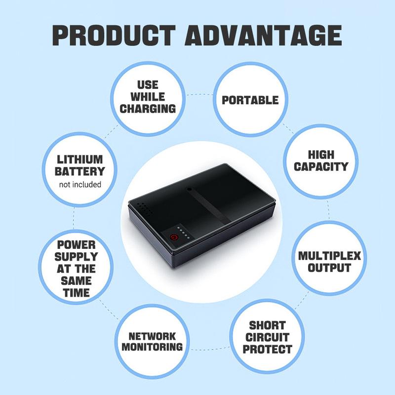 DC1018L Uninterruptible Power Supply 18W and Replaceable 18650 Battery Desgin - 5V 9V 12V Output for Router Modem Backup Power