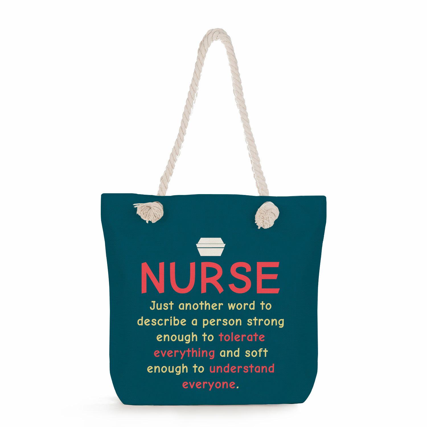 Nurse print thick rope single-shoulder beach bag 7240