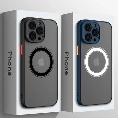 Luxuriöse Matte Magnetische Für Magsafe Kabellose Ladehülle Für iPhone 16 15 14 13 11 12 Pro Max Mini 16 Plus XS Max XR X Rüstungshülle