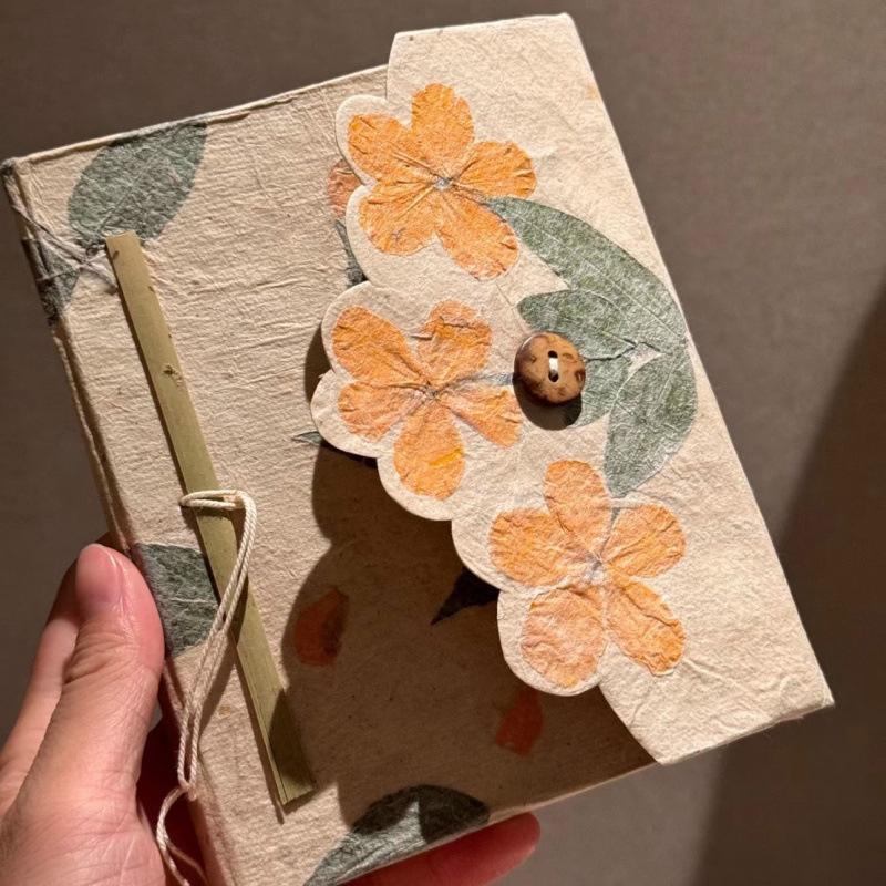 Pocket Flower Scrapbook Notebook Lokata Plant Handmade Graffiti Draw Book Dongba Paper Ledger Button Diary