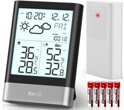 Budsom Digital Thermometer and Hygrometer for Indoor and Outdoor High Weather Manual Clock Large LCD Screen with Comfort Level Trend Frost Snooze