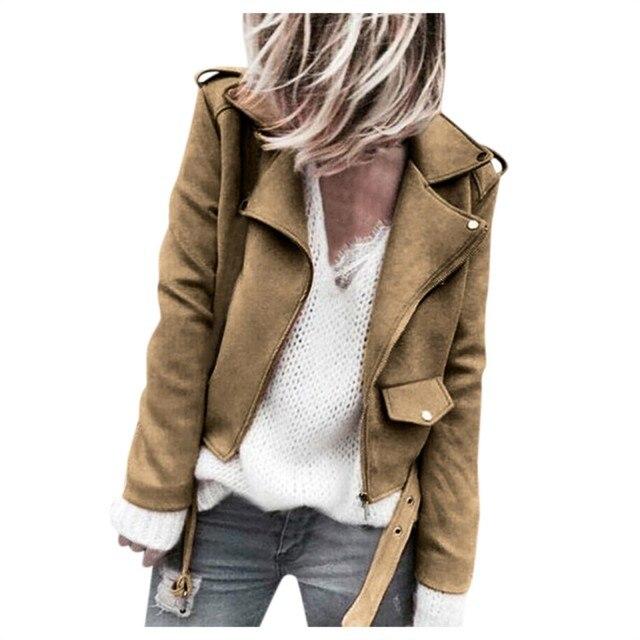 Jesienne kurtki motocyklowe skórzane motocyklowe kurtki rowerowe damskie płaszcze ze sztucznej skóry wąska krótka kurtka