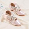 Girls' Pointed Toe Flower Princess Sandals - Chunky Heel, Hollow Design for Spring/Summer 2025