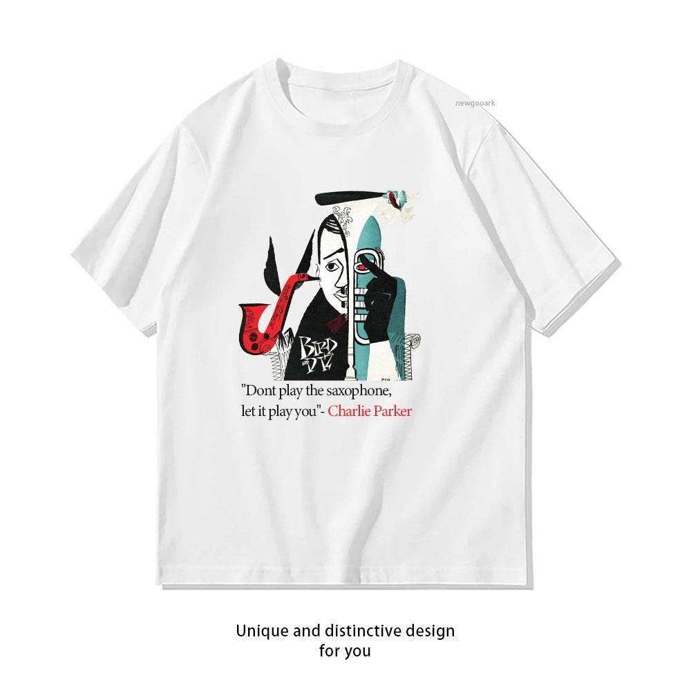 Jazz Cool Album Bird and Diz Cover Charlie Parker Quote Vintage Retro Music Artist Tshirt Woman Man Cotton Graphic T Shirts S