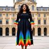 Autumn 2025 Elegant Gradient V-Neck Plus Size Dress for Women