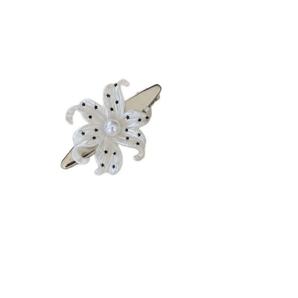 Pearl Flower Hair Clips Star Print Vintage Side Clip Elegant Flower Hairpins Girls